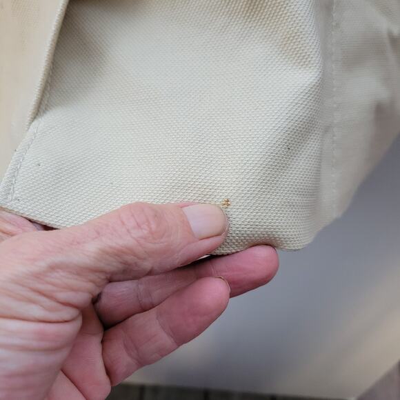 H&M Blazer Jacket Womens Size 4P Three Button Hidden Tan Heavyweight No Belt - Picture 6 of 9